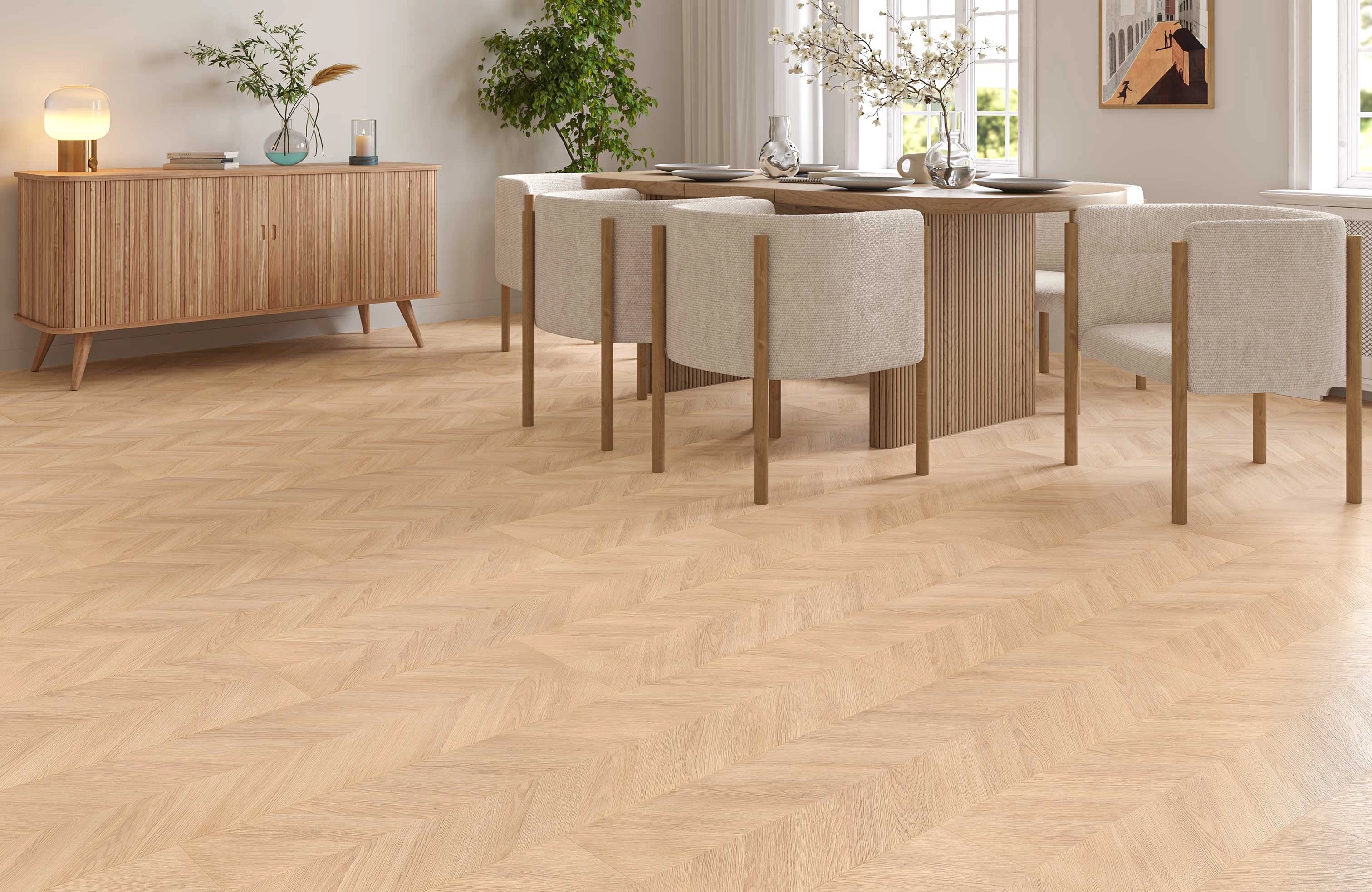 AGT 8mm Brinley Oak Chevron Laminate Flooring - Image 3