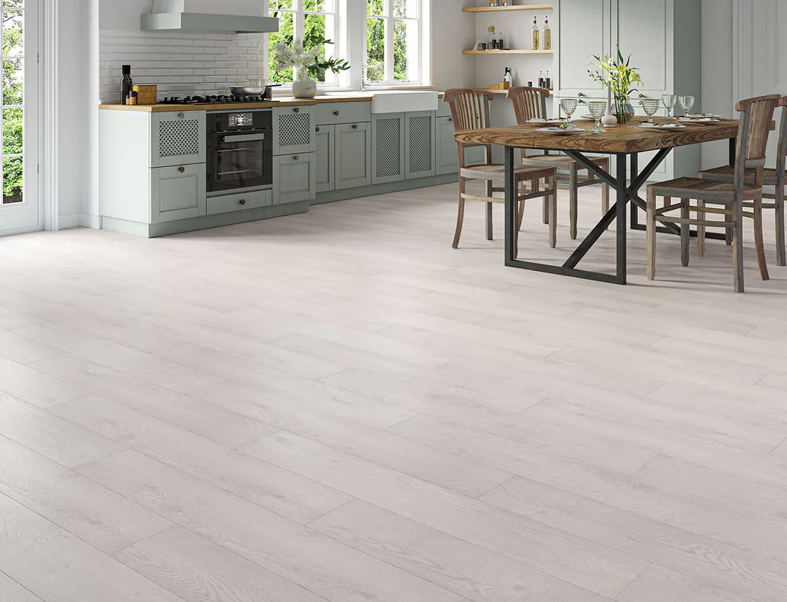 White Grey Oak AGT Effect 12mm Laminate Flooring Eterna