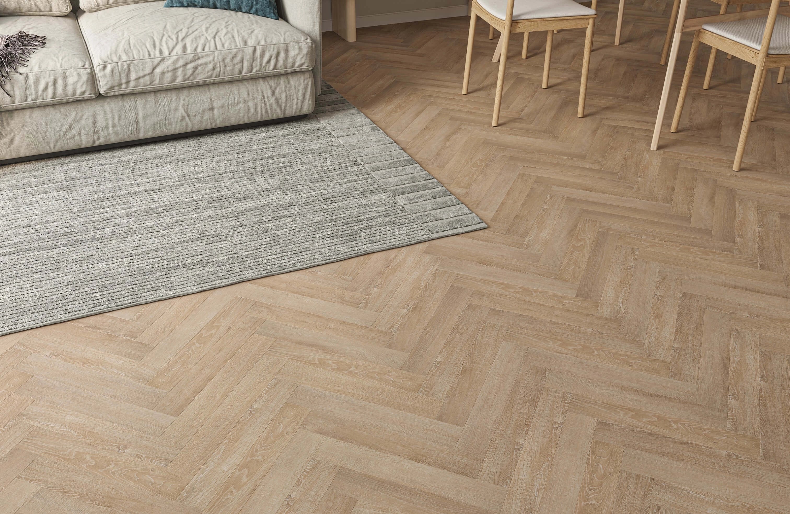 Alba Sunrise Oak Herringbone Waterproof Glue Down LVT - Image 6