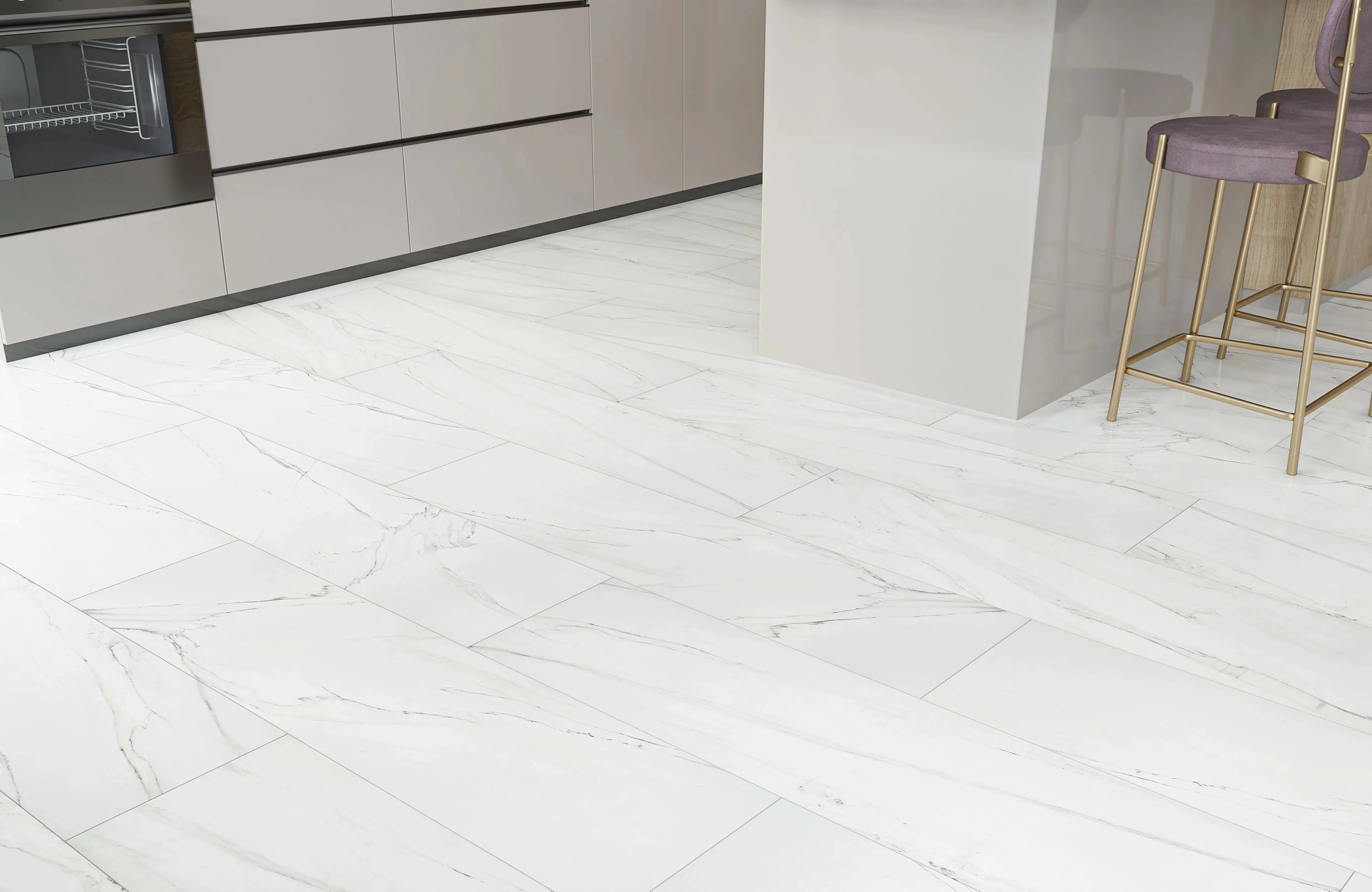 Carrara White Marble Tile Laminate Flooring - Image 3