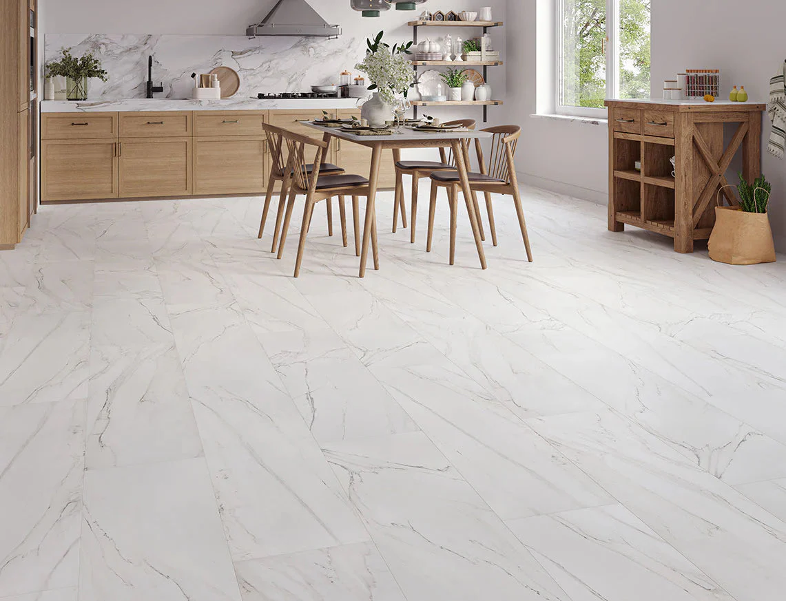 Carrara White Marble Tile Laminate Flooring - Image 8