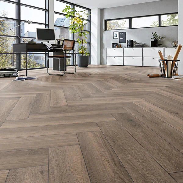 Forenzo Charcoal Trufflewood wide Herringbone Laminate Flooring - Image 5