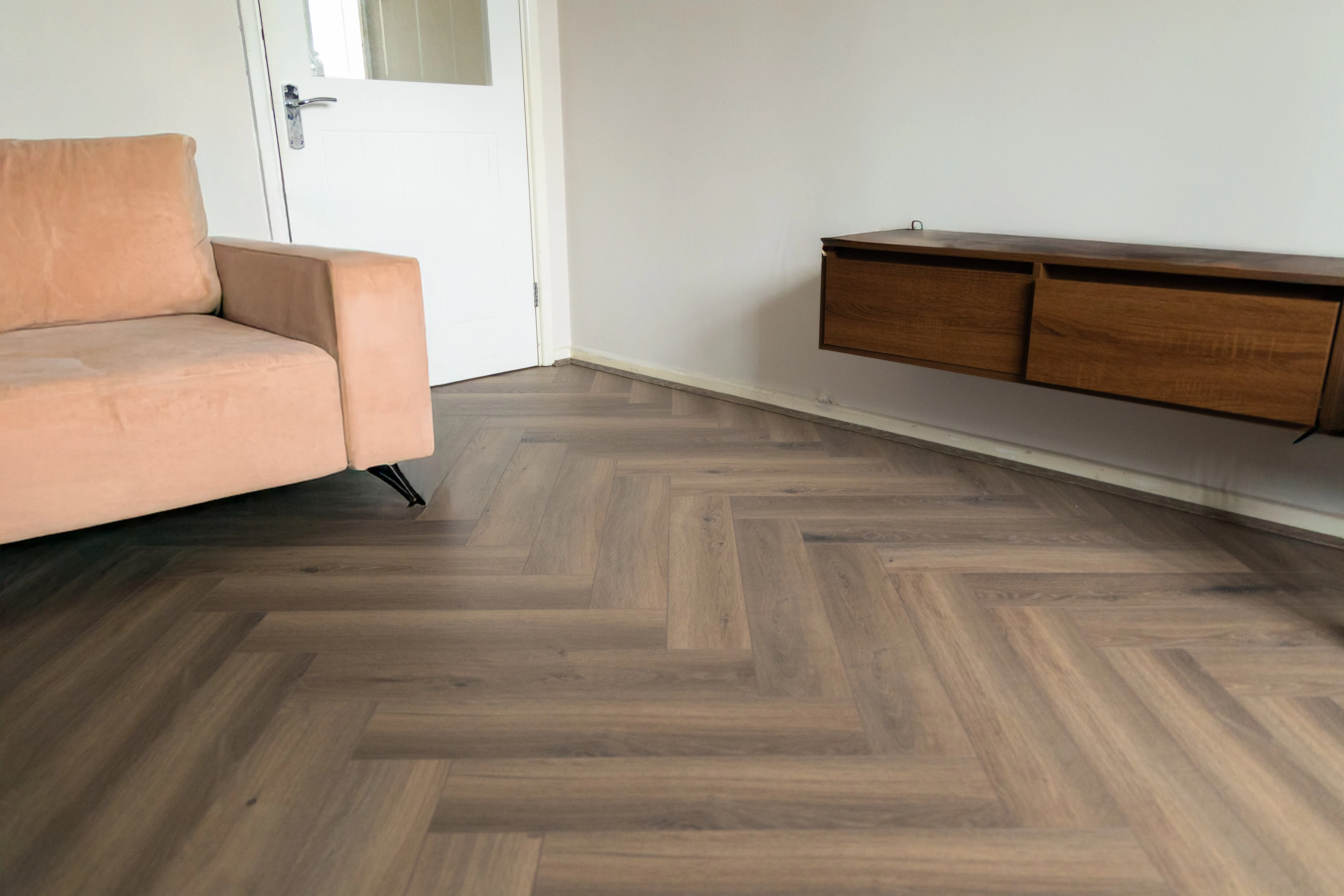 Forenzo Charcoal Trufflewood wide Herringbone Laminate Flooring - Image 6