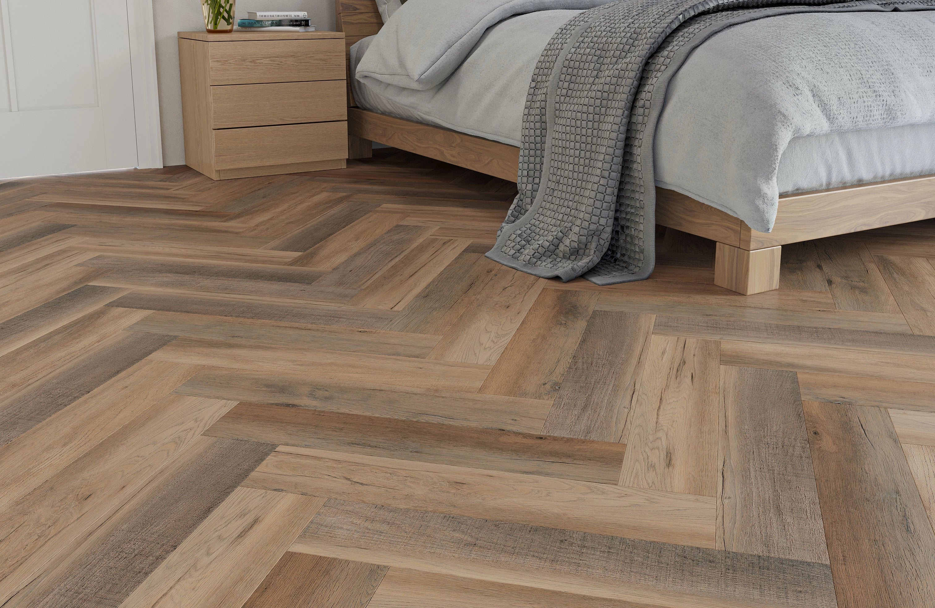 Heritage Milford Oak 6.5mm Click Herringbone LVT SPC Waterproof Flooring - Image 4