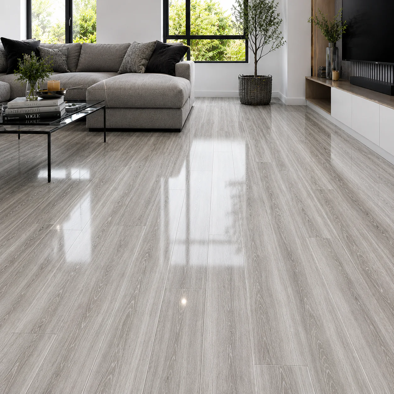 High Gloss Silver Ice Laminate Flooring - Image 9