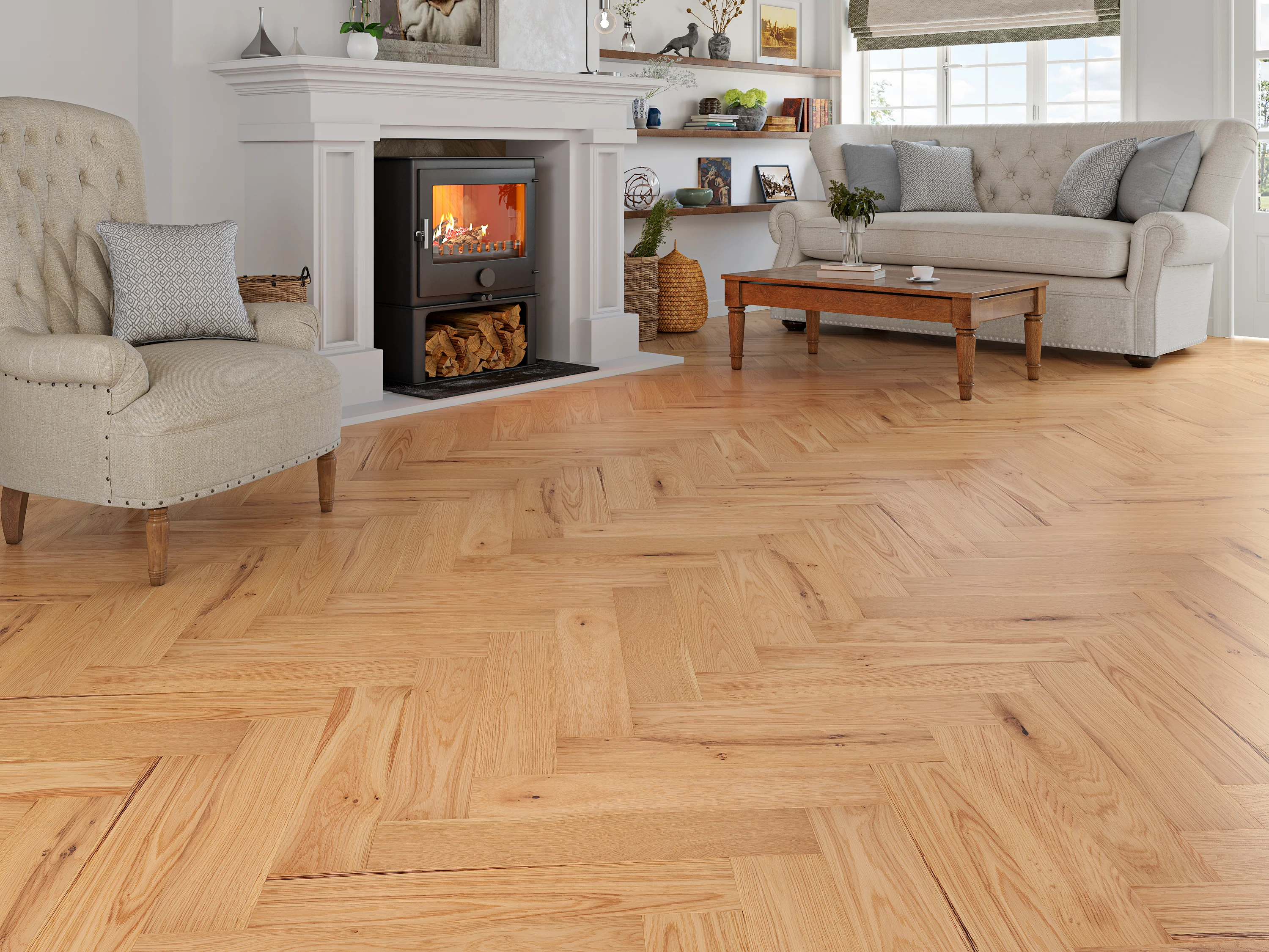 Holloway Pearl Oak 15mm Herringbone Engineered Wood Flooring - Image 7