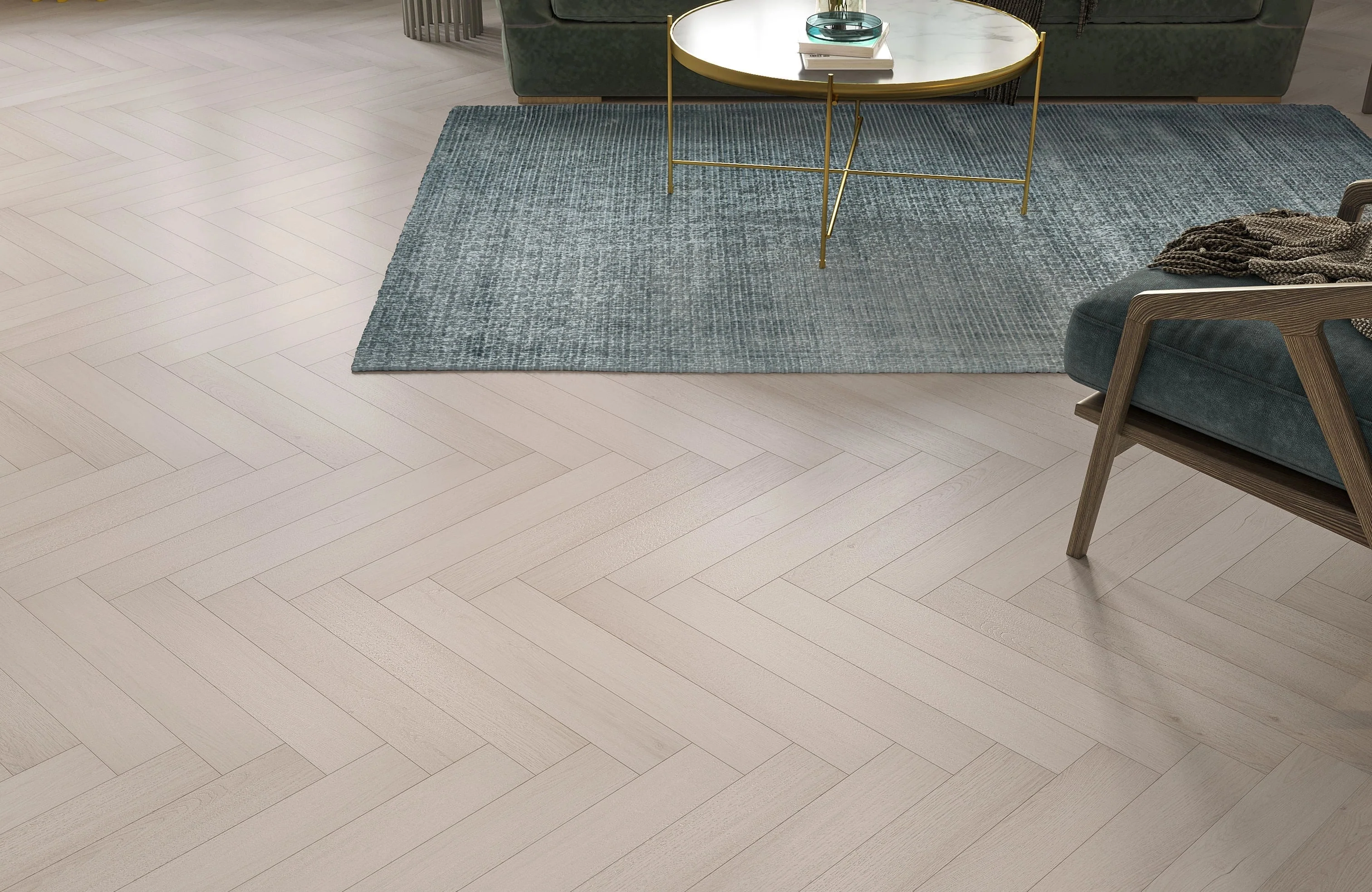 Greige 12mm Ashford Oak Herringbone Laminate Flooring - Image 7