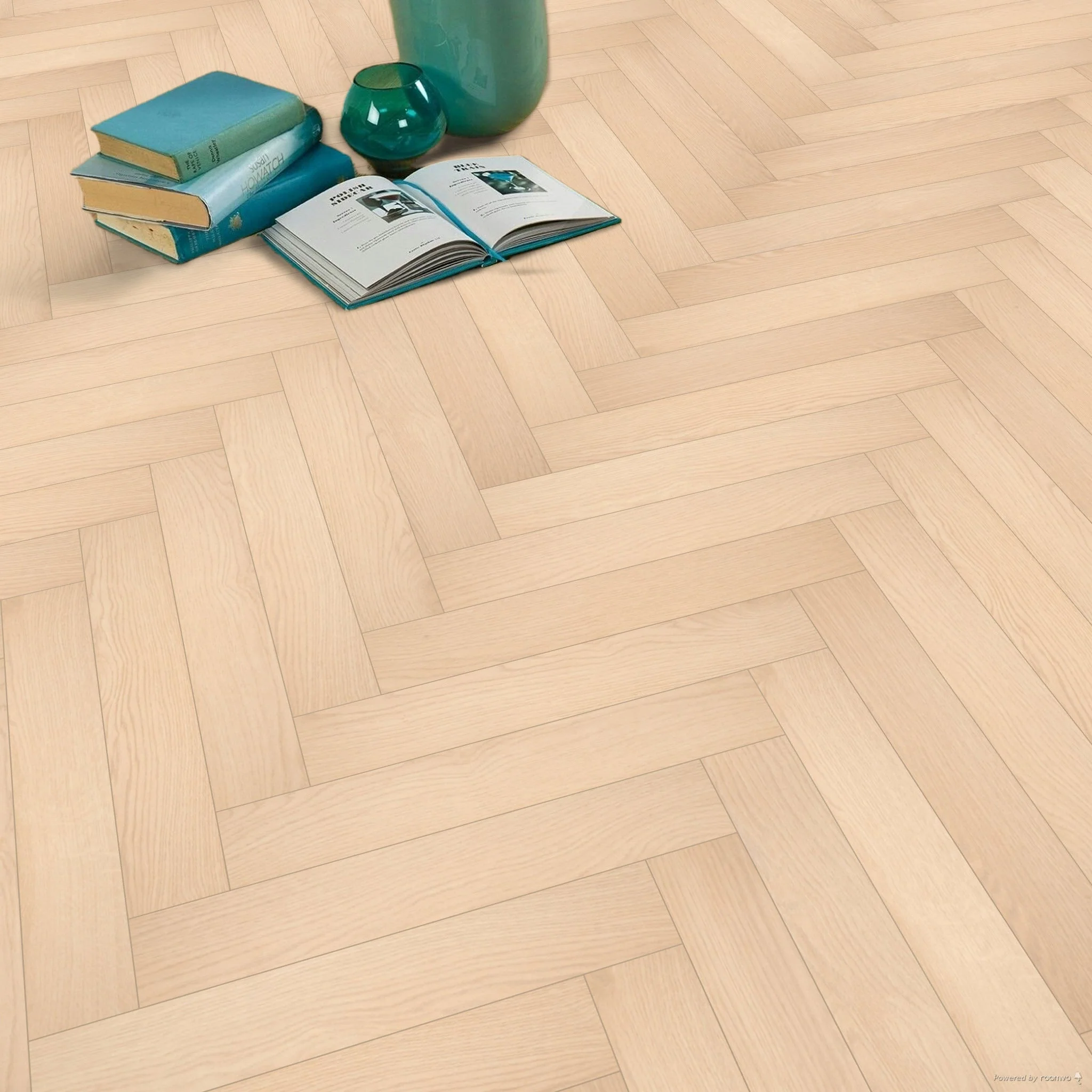 Light Oak 12mm Eversham Oak Herringbone Laminate Flooring - Image 4