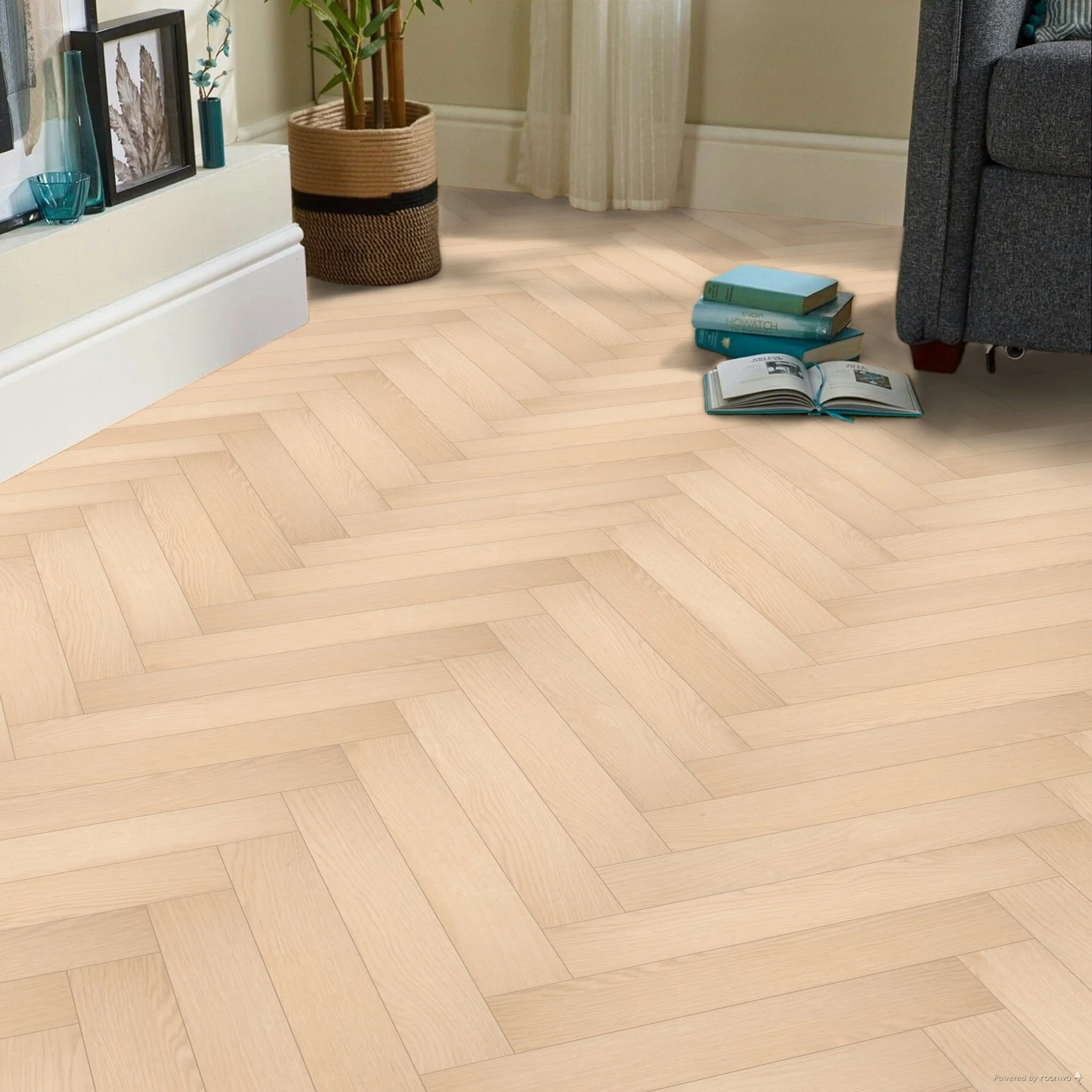 Light Oak 12mm Eversham Oak Herringbone Laminate Flooring - Image 5