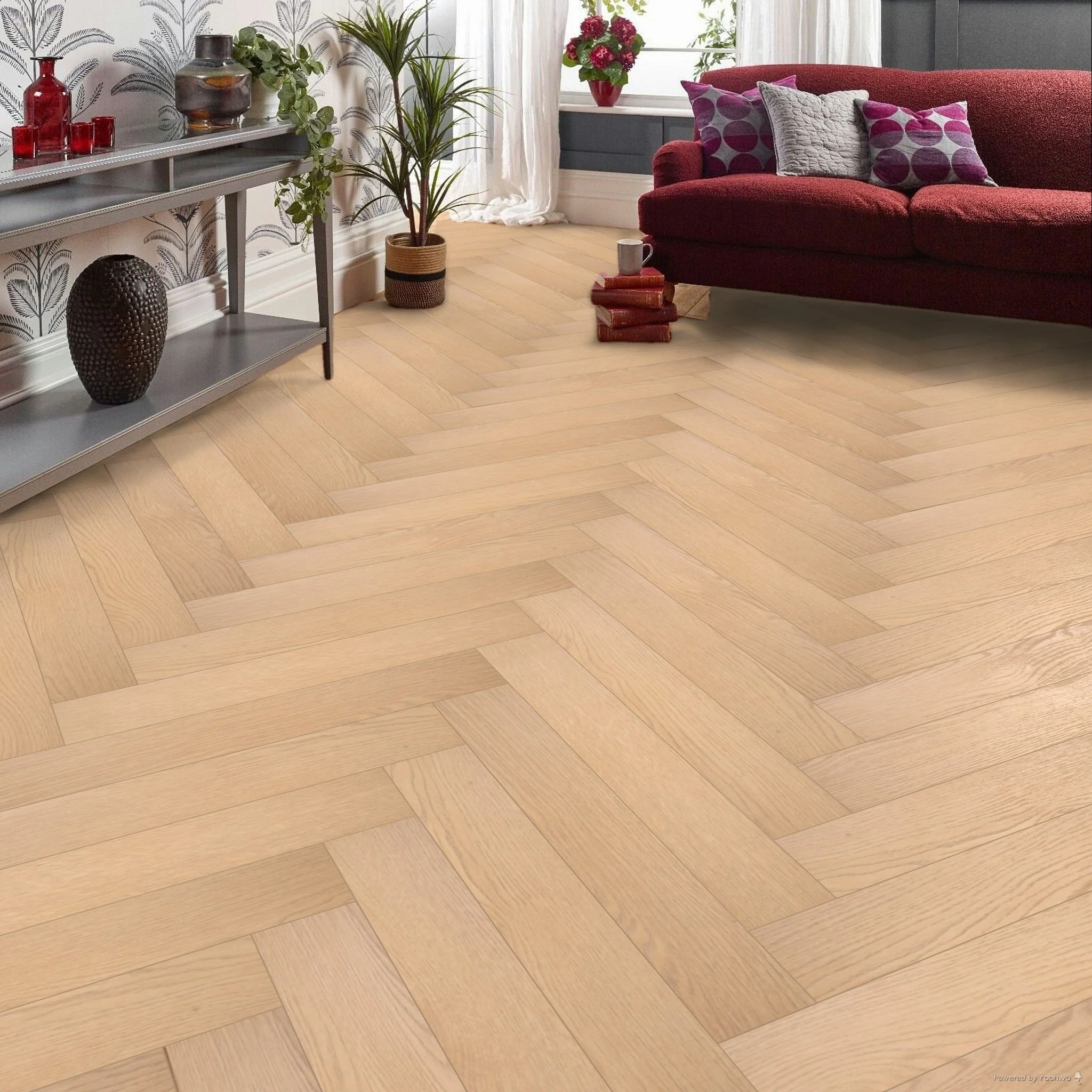 Natural Oak 12mm Hartington Oak Herringbone Laminate Flooring - Image 4