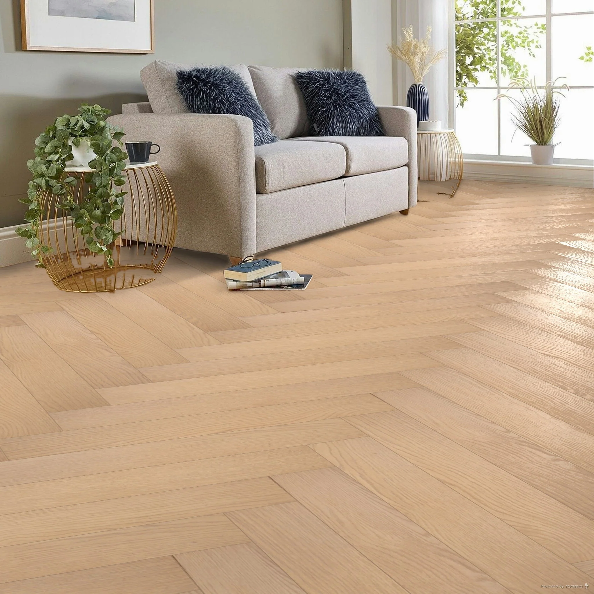 Natural Oak 12mm Hartington Oak Herringbone Laminate Flooring - Image 6