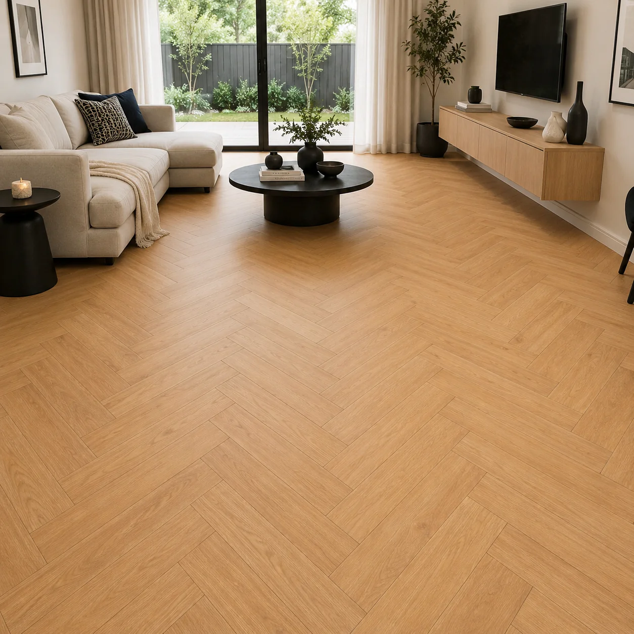 Natural Oak 8mm Kingsley Herringbone Laminate Flooring