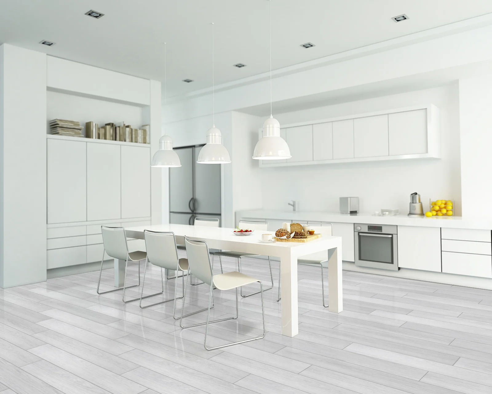 Modern Light Grey Oak Plank Laminate Flooring - Image 5