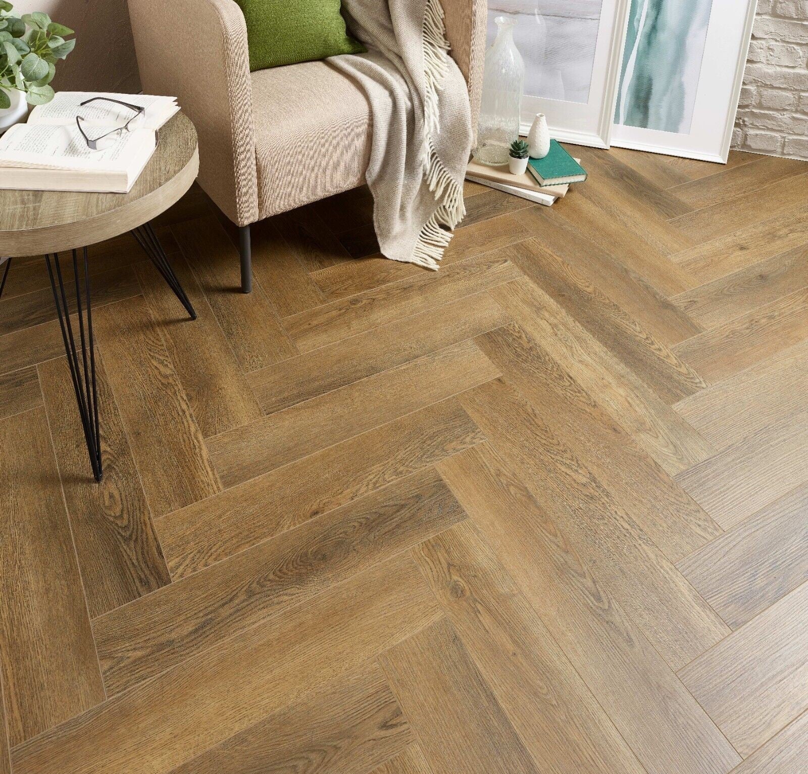 Regalia Nutwood Oak 6mm Herringbone LVT Rigid Core Click Luxury Vinyl Tile Flooring - Image 3