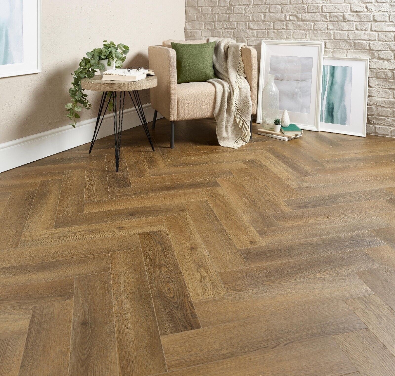 Regalia Nutwood Oak 6mm Herringbone LVT Rigid Core Click Luxury Vinyl Tile Flooring - Image 4