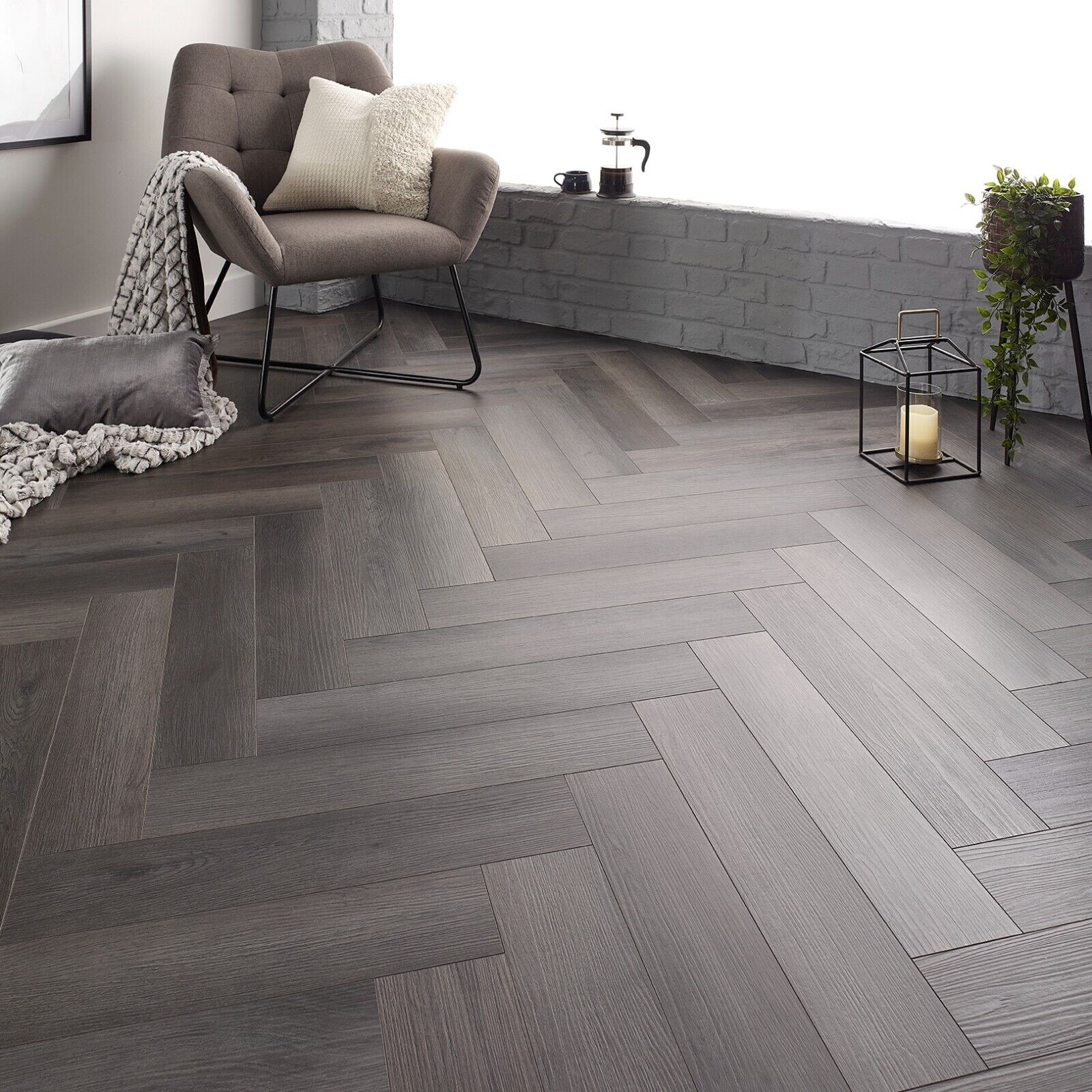 Regalia Obsidian Grey 6mm Herringbone LVT Rigid Core Click Luxury Vinyl Tile Flooring - Image 3