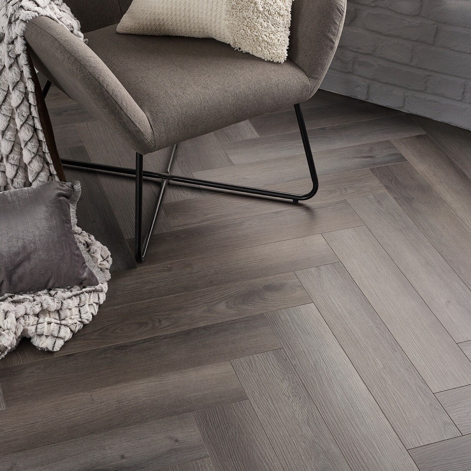 Regalia Obsidian Grey 6mm Herringbone LVT Rigid Core Click Luxury Vinyl Tile Flooring - Image 4