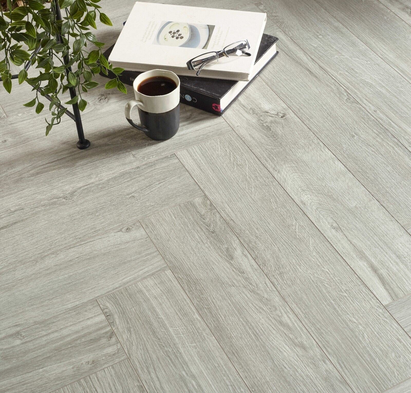 Regalia Frost Grey Oak 6mm Herringbone LVT Rigid Core Click Luxury Vinyl Tile Flooring - Image 4