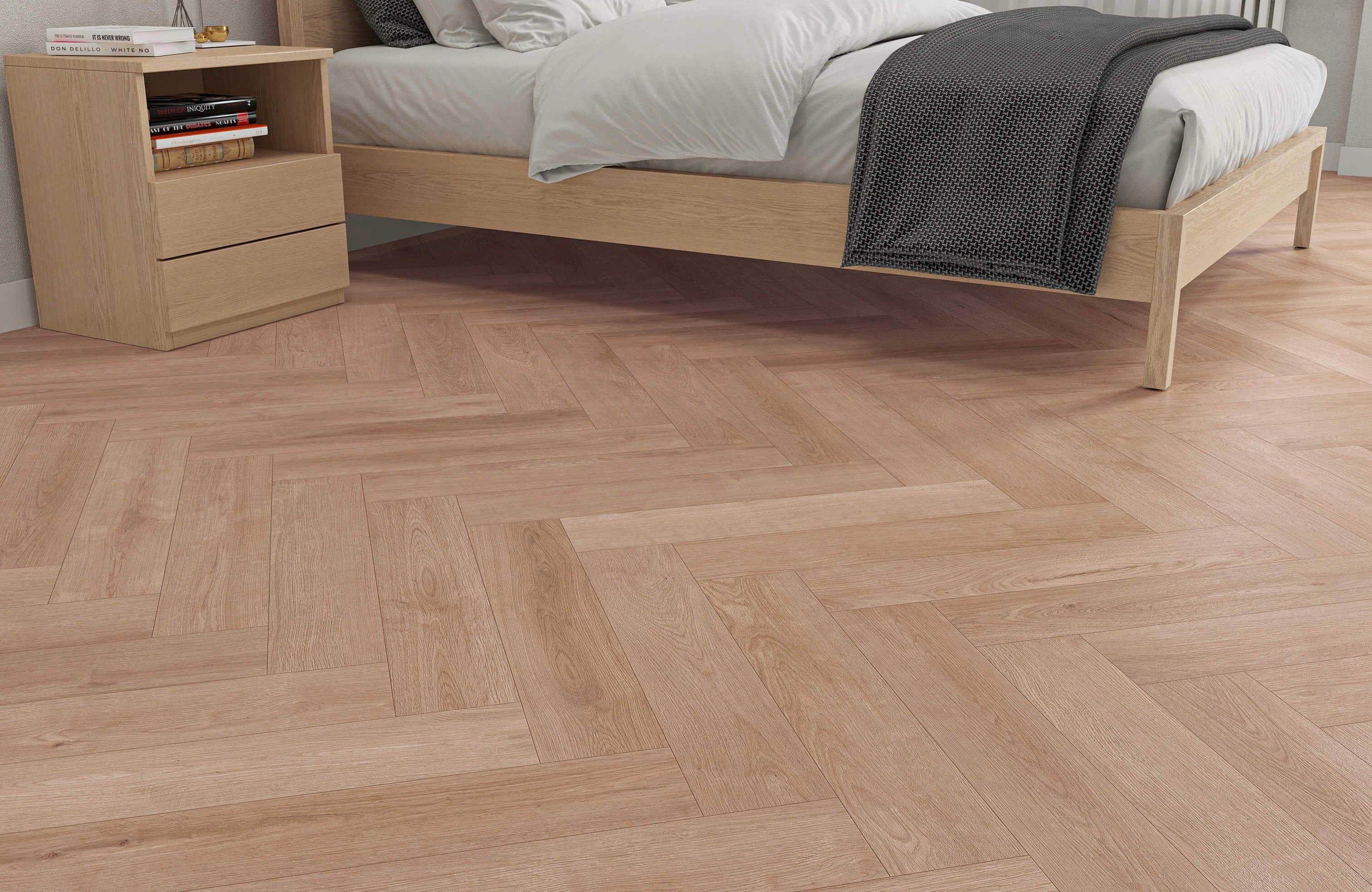 Waterproof Warmstone Oak Herringbone 8mm Rigid Core SPC 3D Click Luxury Vinyl Tile Flooring - Image 3